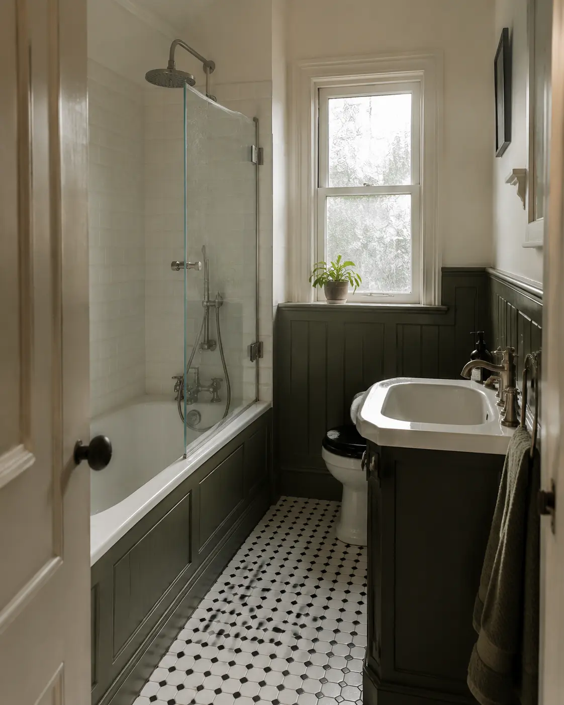 Traditional green shower-bath bathroom in a Paisley villa